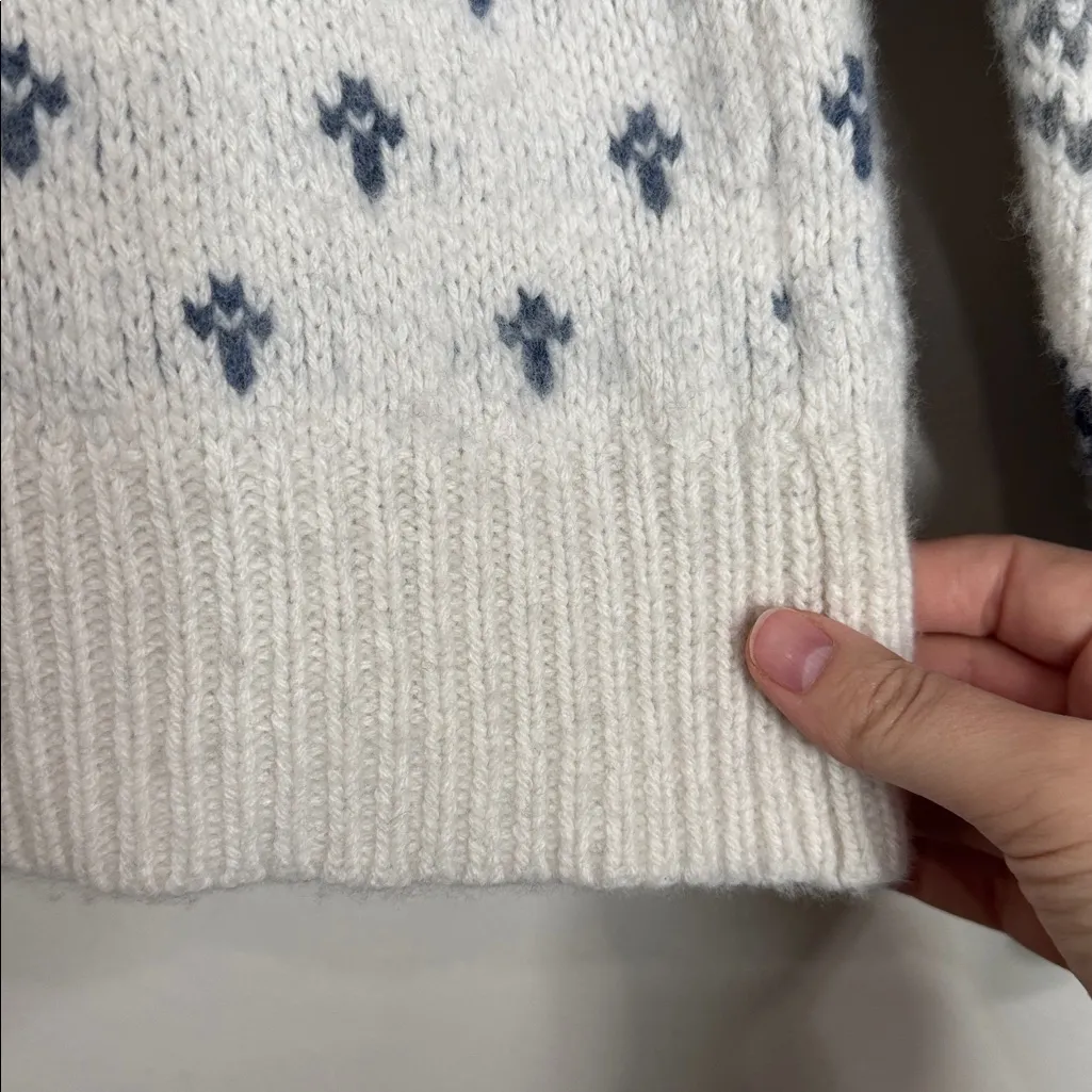 Vineyard Vines Patchwork Fair Isle Mockneck Wool Sweater Nordic Snowflake size M - Image 7