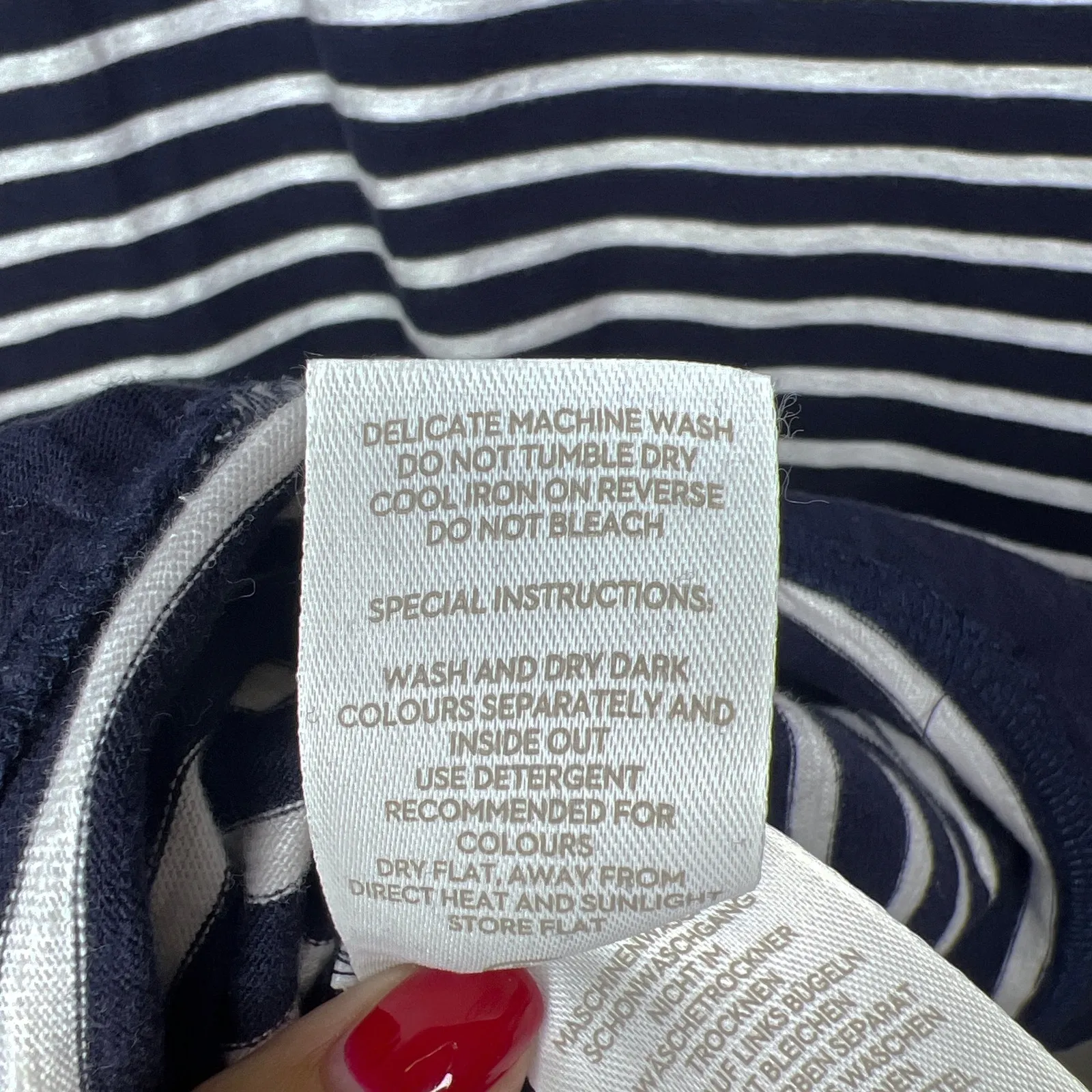 Boden Emily‎ Jersey Ruffle Cotton Dress Size 8 Navy White Striped Blue - Image 5