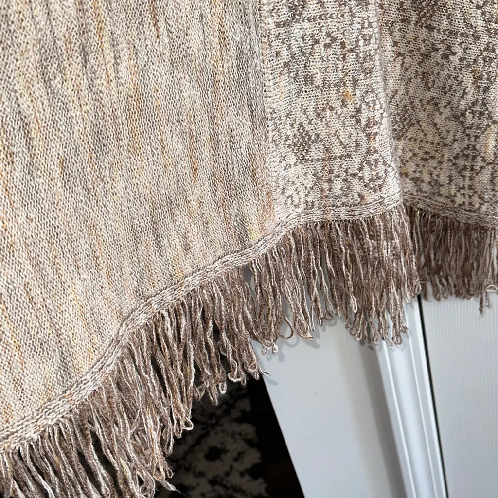 Democracy Taupe and Brown Cowl Neck Poncho - Image 3