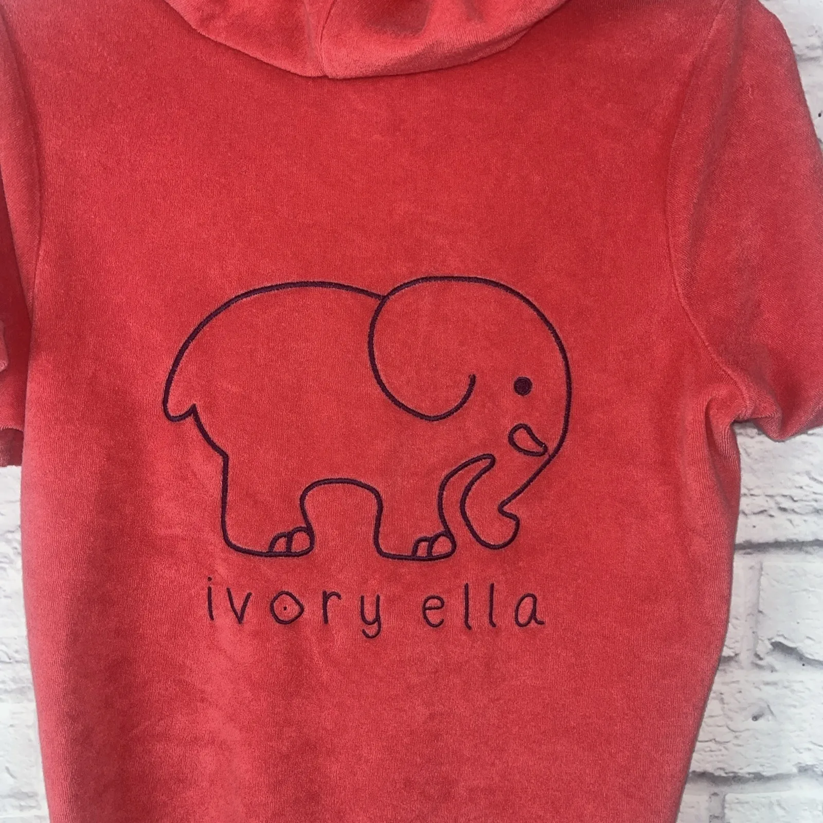 Ivory Ella Women's Short Sleeve Terry Cloth Hooded Lounge Top Size Large - Image 8