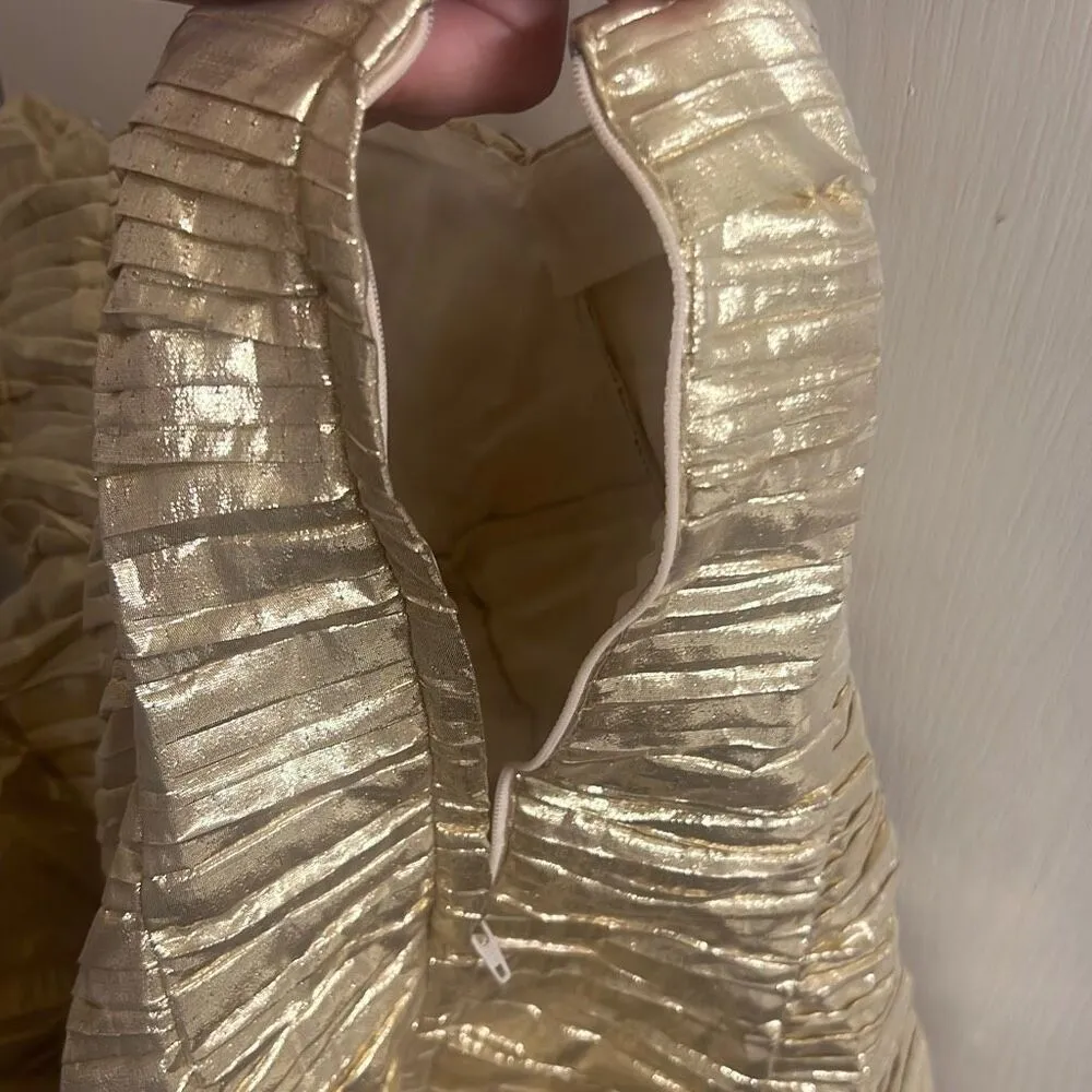 ✨Jessica McClintock Gunne Sax Vintage Strapless Metallic Gold Mini Sz 7/8 Dress✨ - Image 6