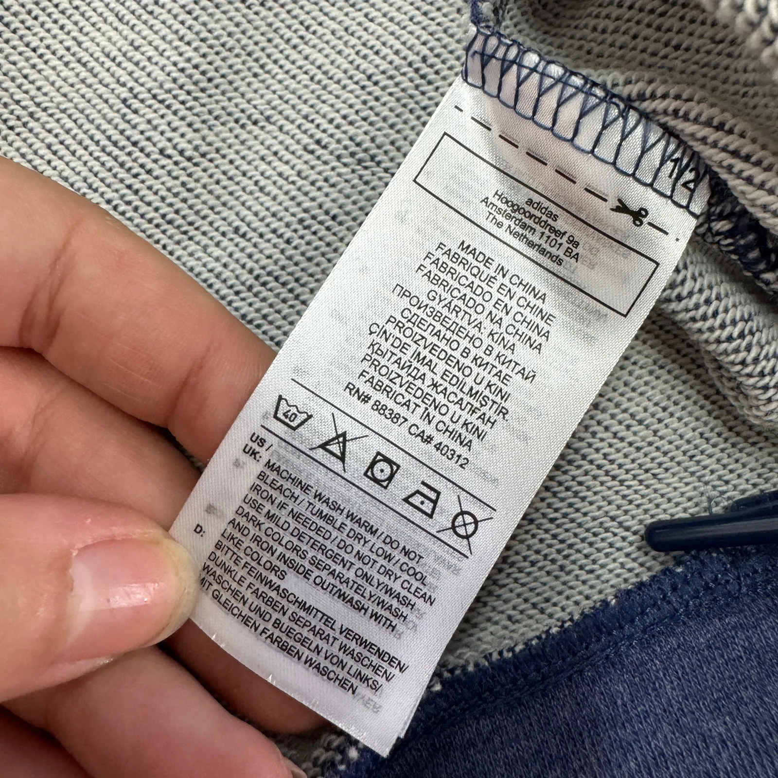 Adidas Sweatshirt Womens Medium Blue Logo Drawstring Hem Cozy‎ Pullover - Image 5