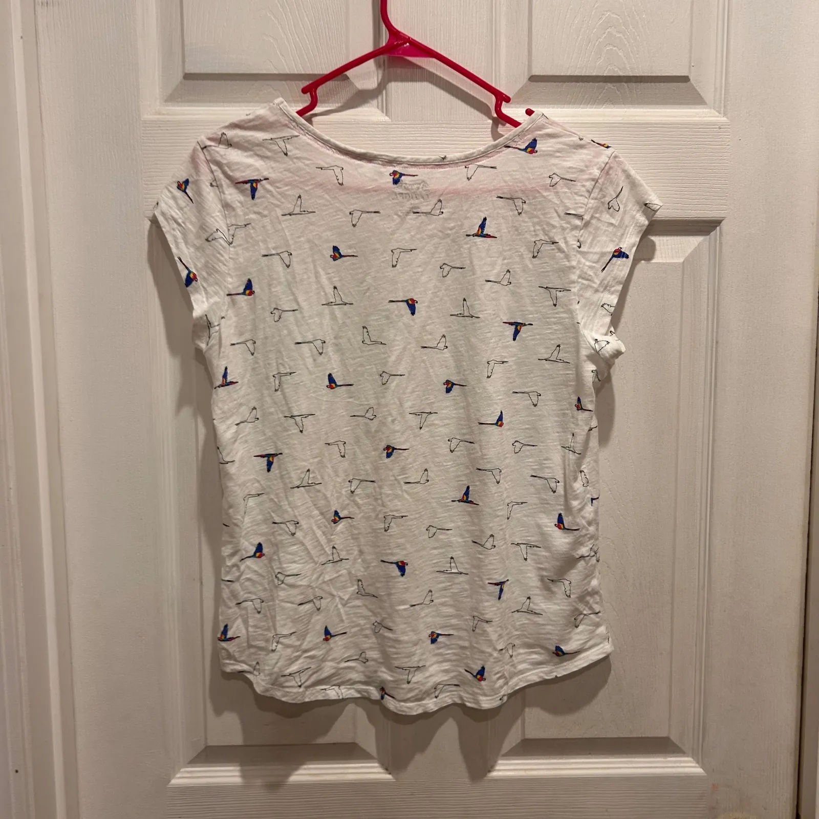 Le Tigre White Bird Print Cotton T Shirt Top Womens Size Large Y2K‎ Mod - Image 6