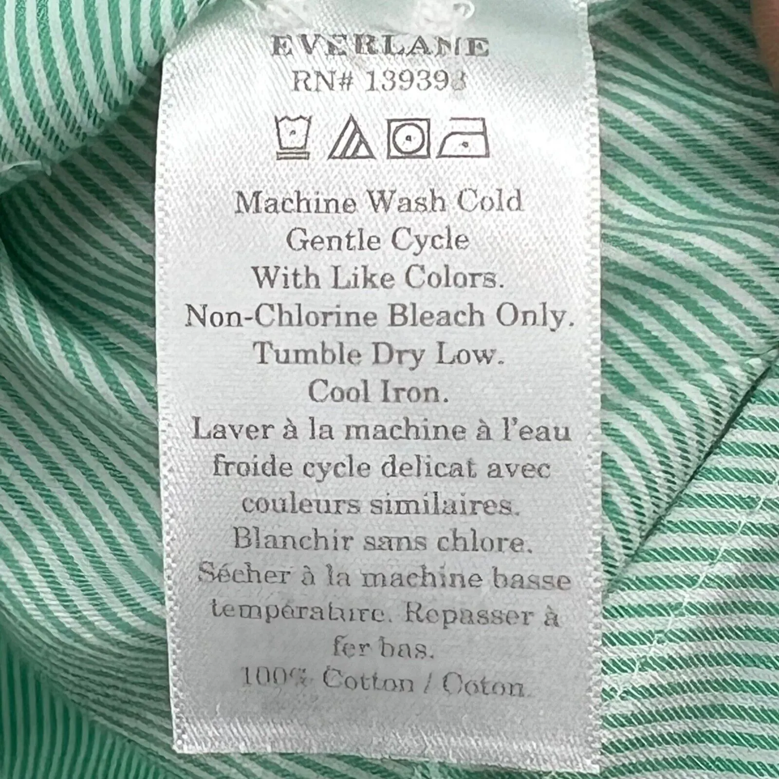 Everlane Shirt Womens XXS Green Button Down Cotton Striped Long Sleeve Classic - Image 13