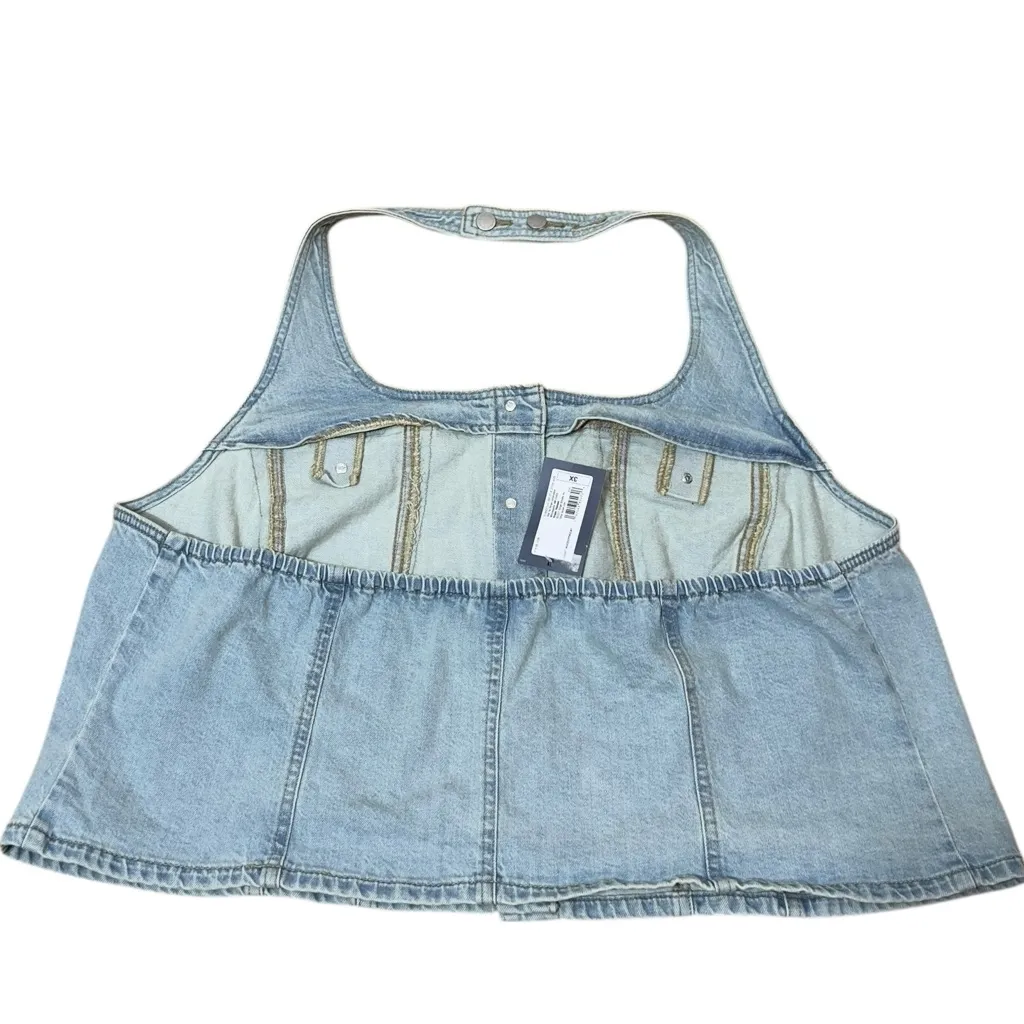 Denim Corset Halter Top Universal Thread Sz 3X NWT Fall Country Festival Neutral - Image 3