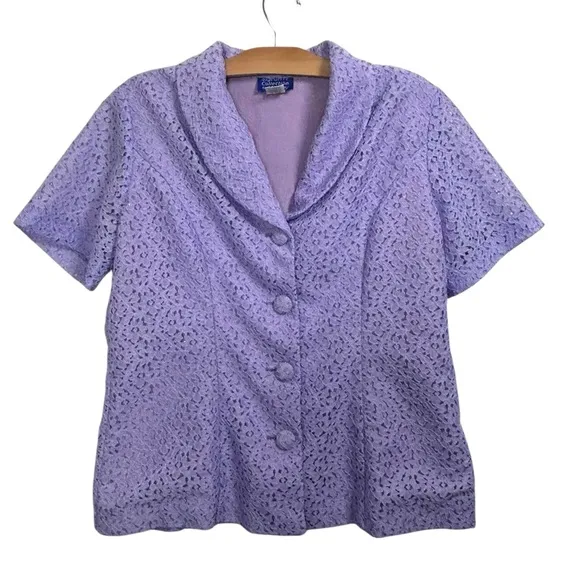 Vintage Vicki Wayne Lavender Lace Button Front Jacket Skirt Suit Set Size‎ 16 Purple - Image 3