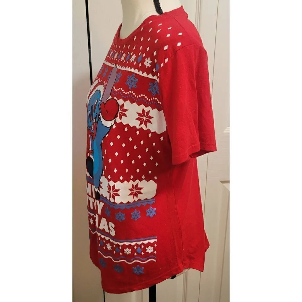 Stitch Juniors' Merry Stitchmas Holiday Licensed Graphic T-Shirt Sz XL (15-17) - Image 2
