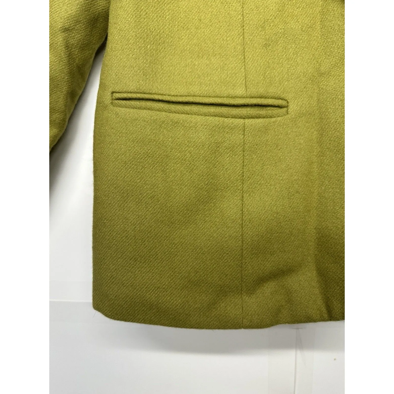 Adolfo Women’s Wool Blazer Size 8 Olive Green Single-Button Notch Collar - Image 4