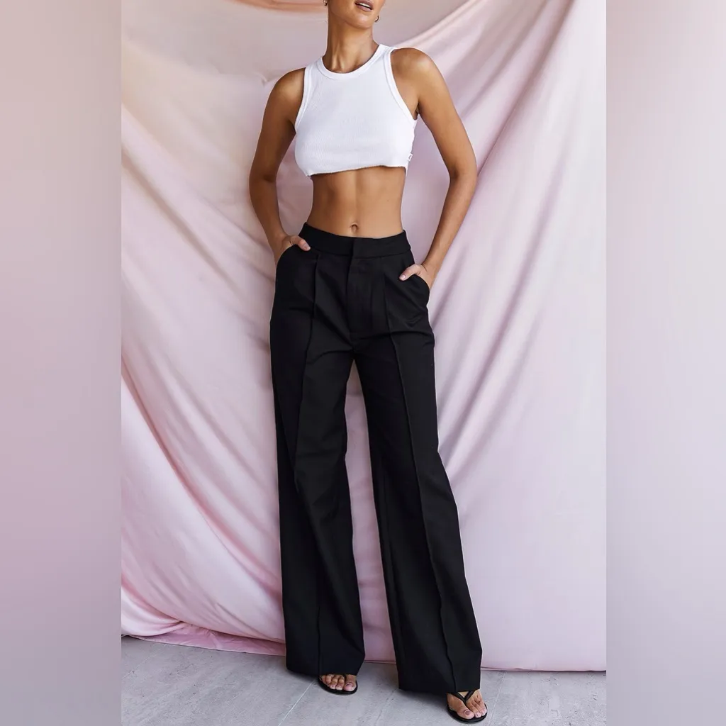 House of cb  Alivia Black loose for high waisted Wool trousers NWOT size XL‎ - Image 11