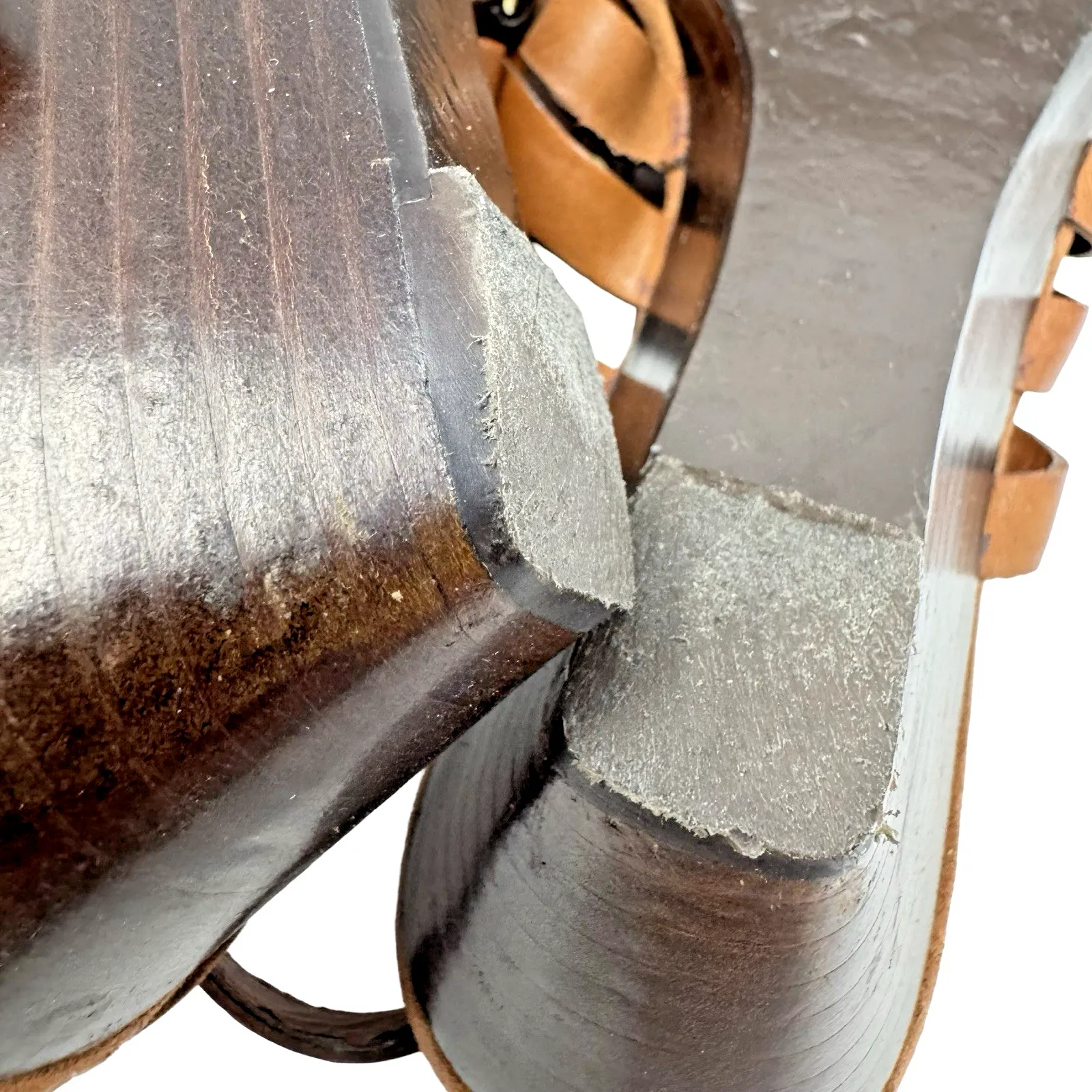 Lauren Ralph Lauren LRL Sandals Lucetta Brown Tan Leather Strappy Buckle Wms 7B - Image 13