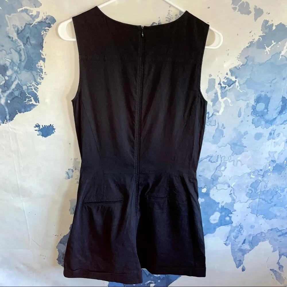 NWT Theory Hadrine Linen Blend Crunch Black Romper - Image 3