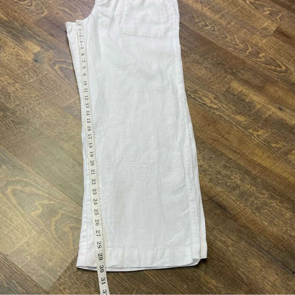 Athleta Retreat Linen High Rise Wide Leg Pants White Womens Size Large Relaxed - Image 11