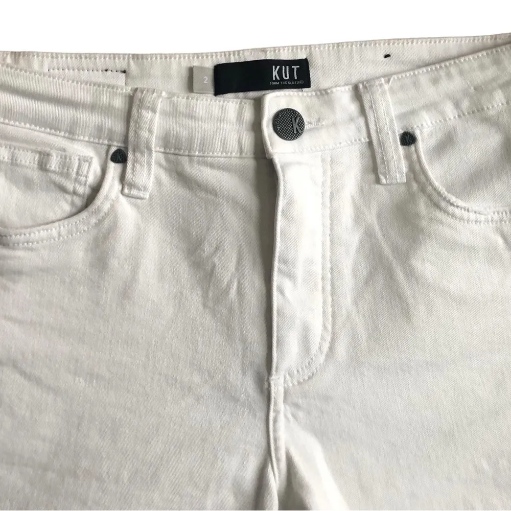 Sophie Bermuda Jorts Short Sz. 2 White Stretch Fringe Hem - Image 3