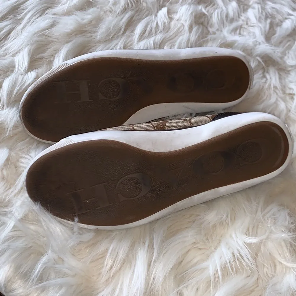 Coach Poppy Zorra Khaki Brown Signature Multicolor Tattersall Sneakers Size 8.5 - Image 6