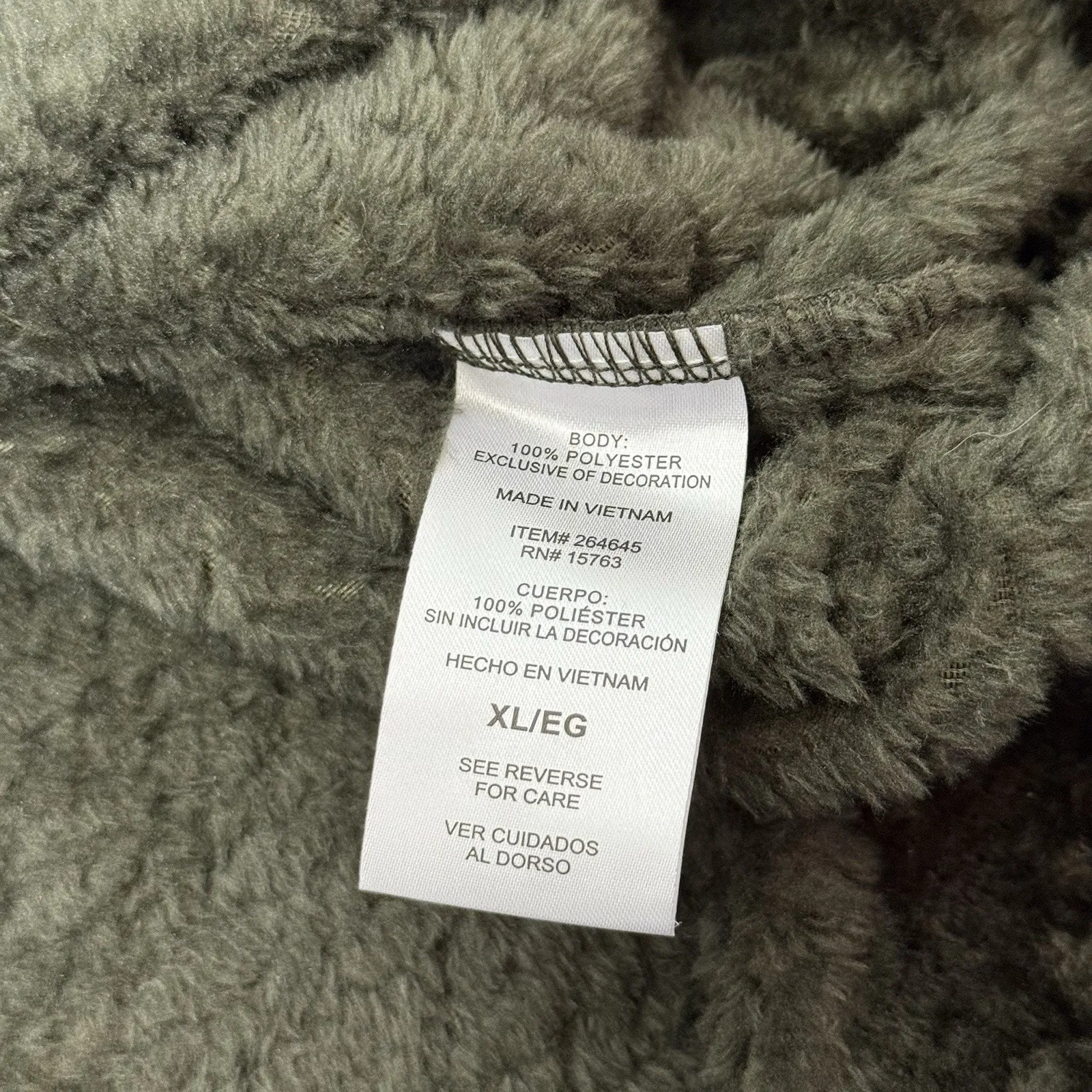 Champion Olive Green Plush Fleece Zip Up Hoodie Jacket Size XL - Image 5