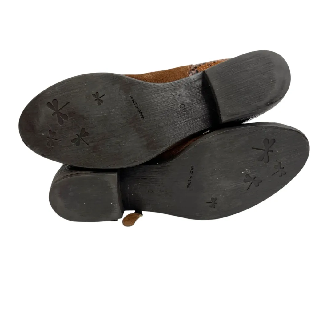 Eric Michael Brown Suede Leather & Snakeskin Ankle Boots Booties - Image 12