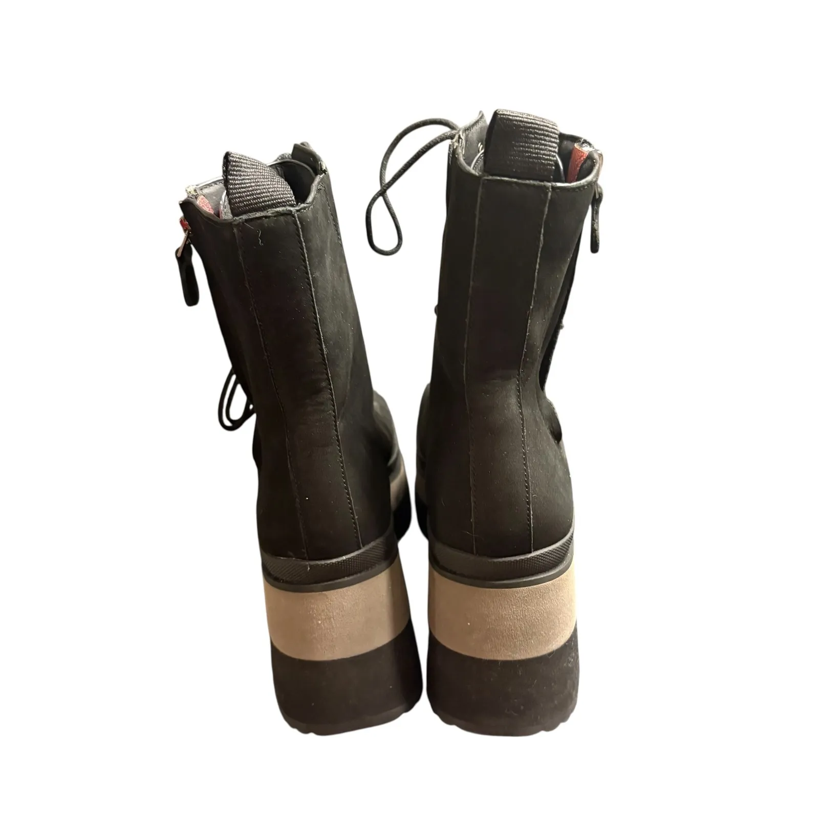 Naked Feet Burnout Black Boots Suede‎ Leather Lace Up Combat Wedge Platform 6.5 - Image 8