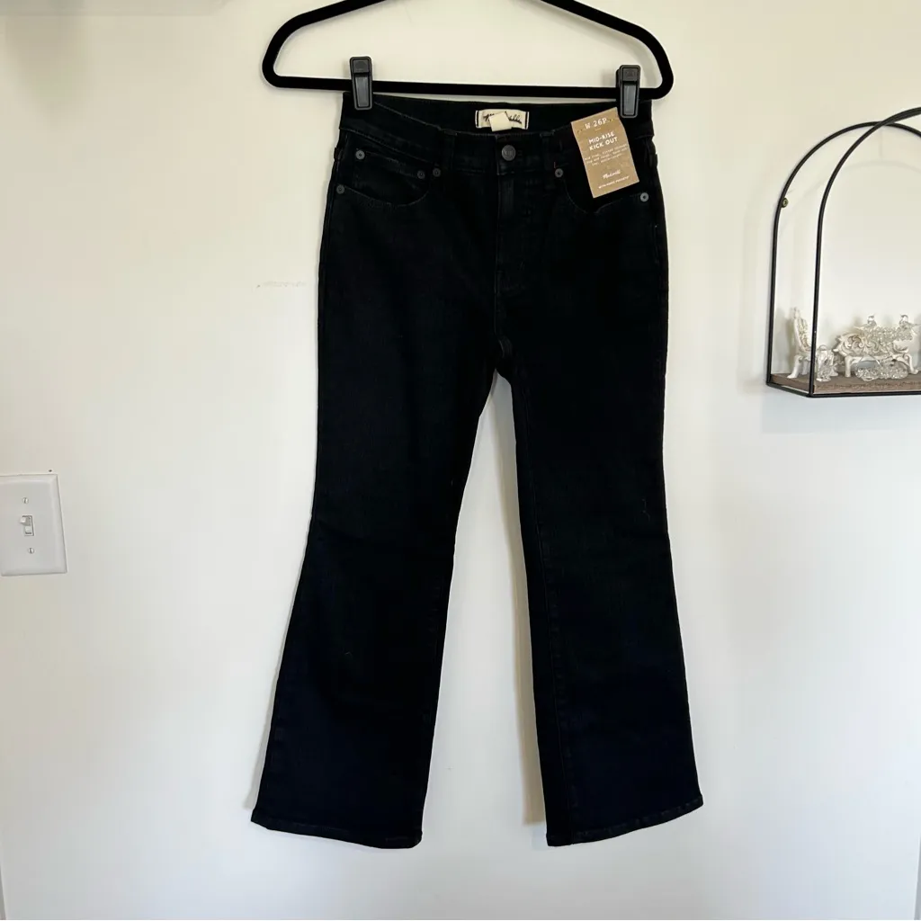 NWT Madewell Black Petite Mid Rise Kick Out Crop Jeans Size 26 Petite - Image 3
