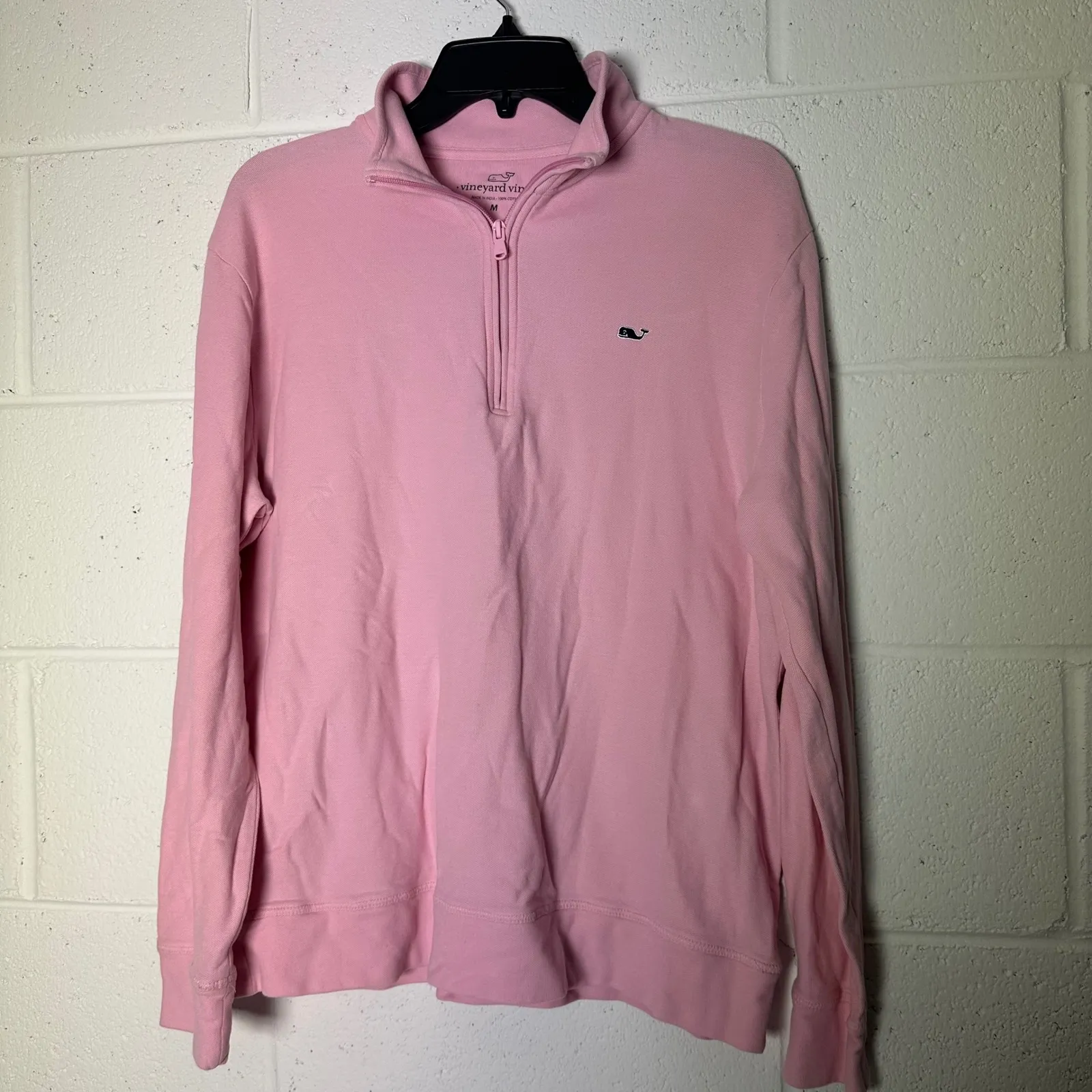 Vineyard Vines Pink Whale Logo 1/4 Zip Pullover Sweatshirt Women's Medium Cotton - Image 2
