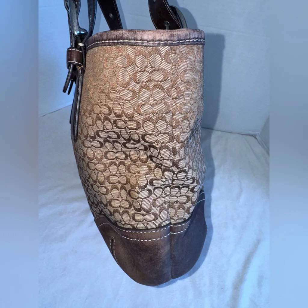 Coach Vintage Y2K Signature Jacquard Soho Brown Canvas Leather Trim HandBag - Image 7