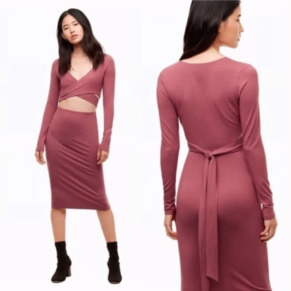 Aritzia Wilfred Free‎ Black Cutout NICOLAY Jersey Knit Dress Size XXS - Image 3