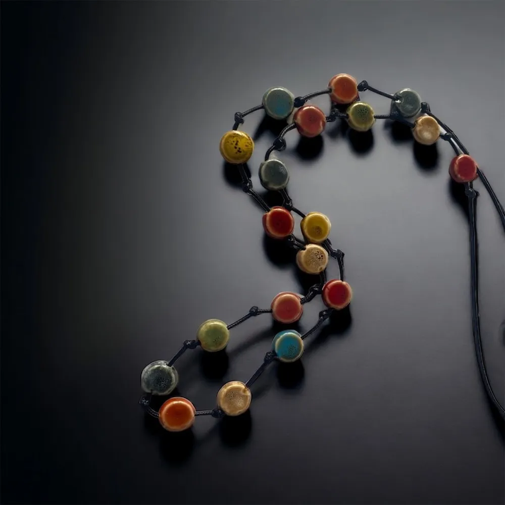 Boho Flat Bead Necklace Female Retro Ethnic Style Niche Stylish Sweater Necklace - Image 7