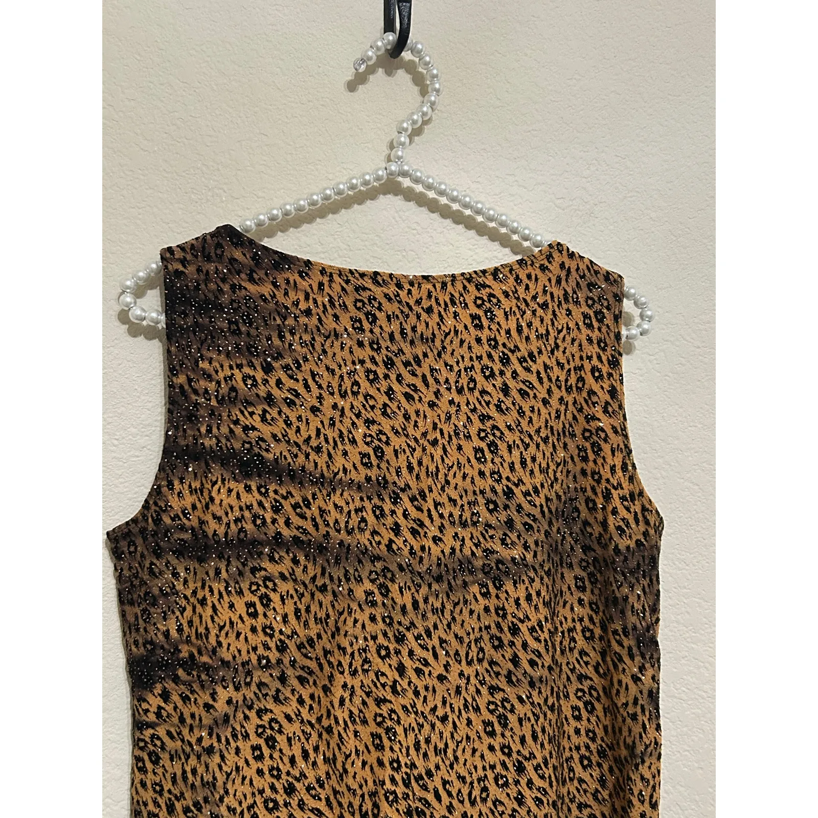 Chicos Animal Print Top Size 1 US Medium Sparkly Jungle Cat Blouse Tank Vintage - Image 9
