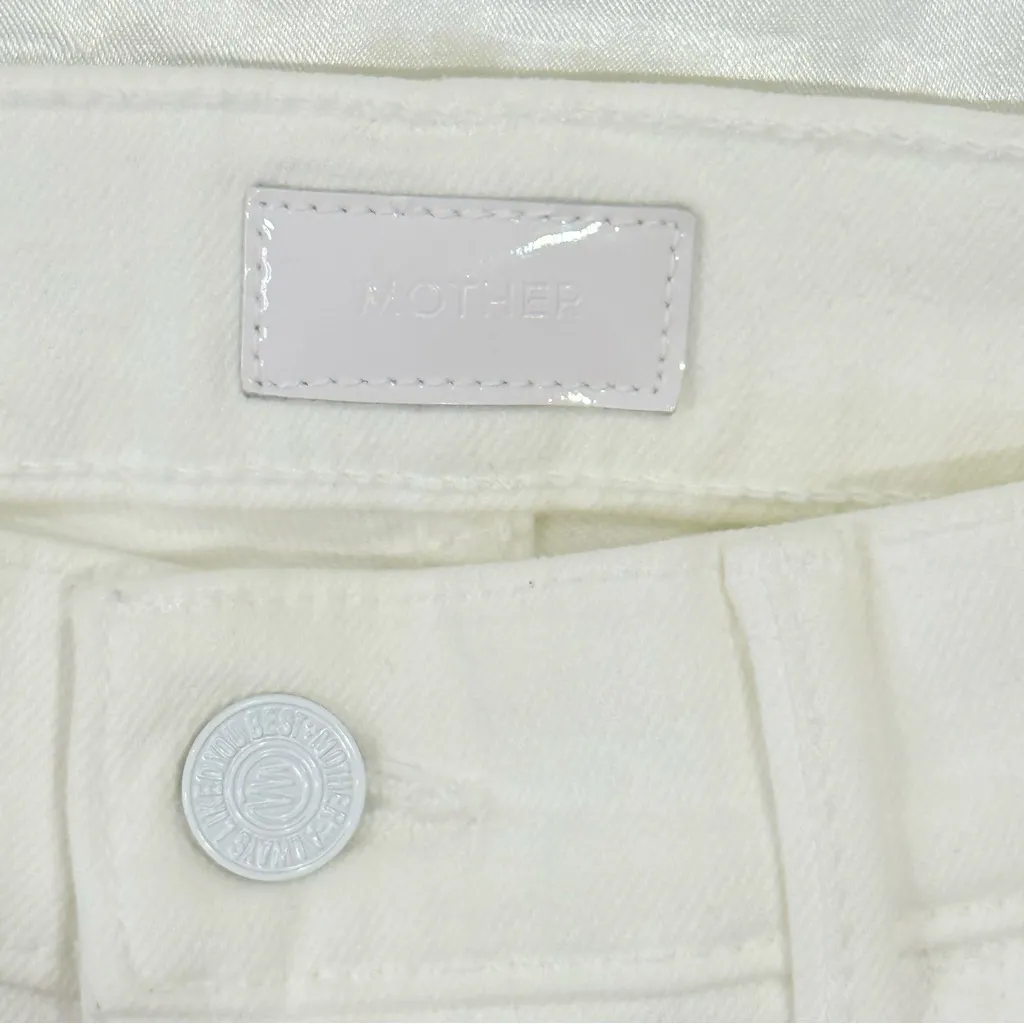 Mother The Hustler Ankle Fray Jeans Size 27 White Flare High Rise Coastal Chic - Image 11