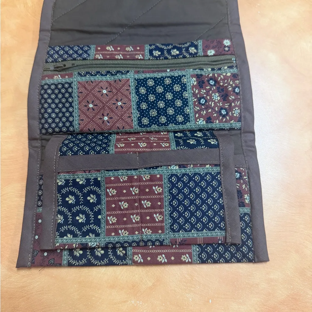 Handmade Elegant Patchwork Clutch Wallet - Brown and Blue - Image 5