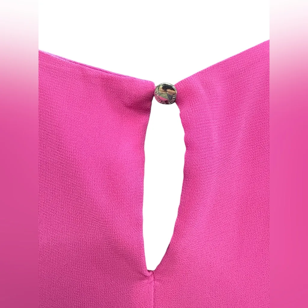 Vince Camuto Hot Pink Chiffon Overlay High Low Shift Dress Size L - Image 6