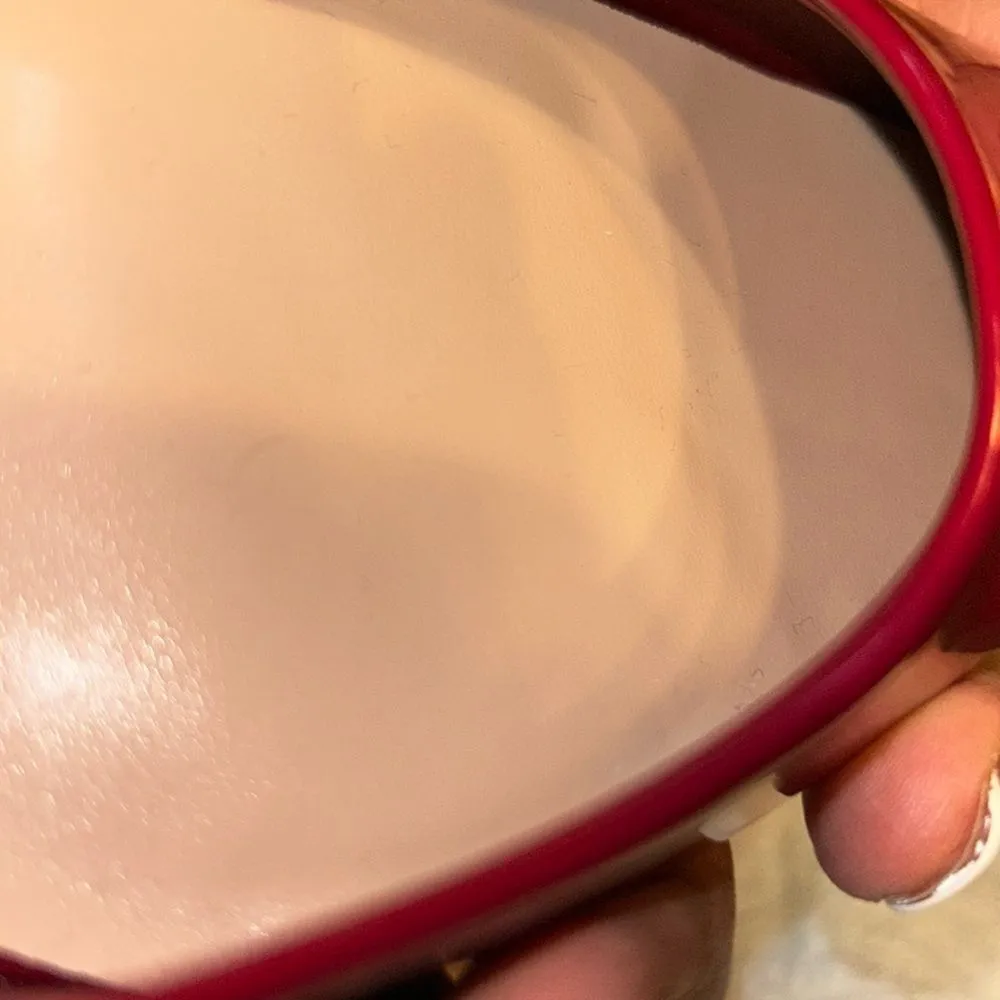 Mango Burgundy Patent Leather Effect Kitten Heel Shoes(Size 39) - Image 9