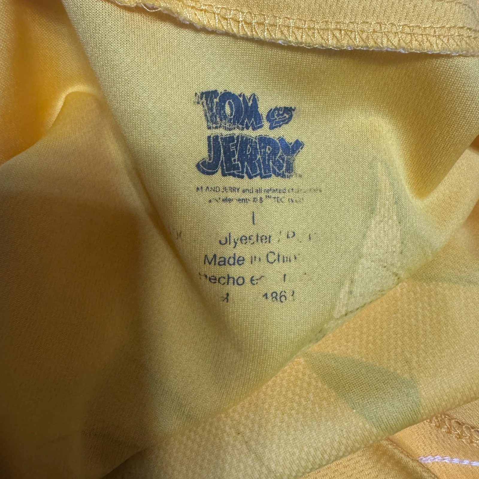 Retro Tom & Jerry Cartoon Baseball Jersey Shirt Bright Yellow Orange AOP sz L Size L - Image 6
