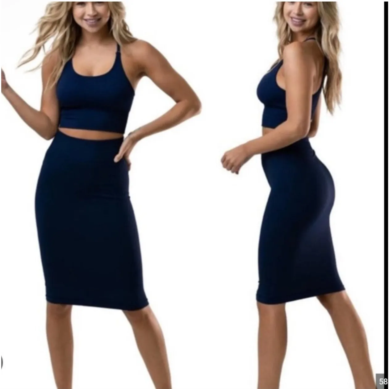 Balance Athletica The Linear Midi Skirt Sculpting Body Con Blue‎ Size Small - Image 2