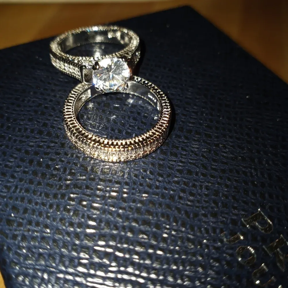 NEW Diamond Simulant Engagement Band‎ Ring Set - Image 16