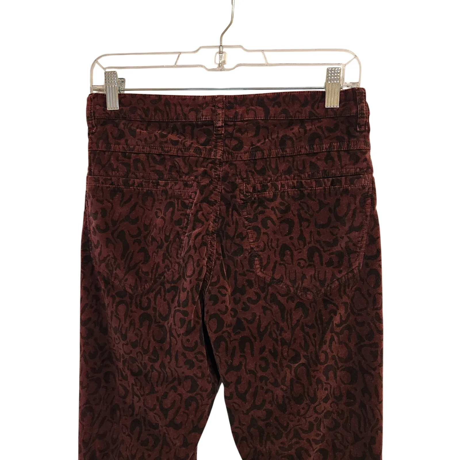 Wrap Brown Animal Print Preppy Mid Rise Straight Leg Velour Ankle Pants Size 8 - Image 5
