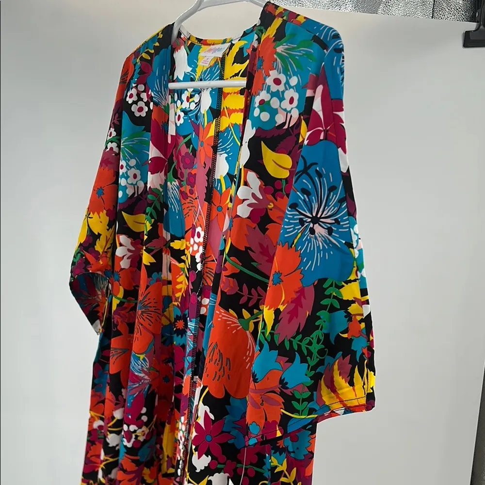 LuLaRoe colorful floral kimono coverup Abstract Floral Design new S tropical - Image 4