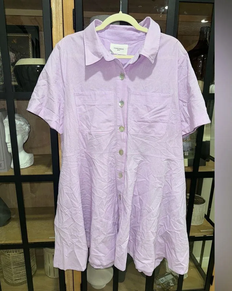 Pomander Place Lilac Meryl Shirt Dress button down pockets short sleeve aline Purple Size XXL - Image 2