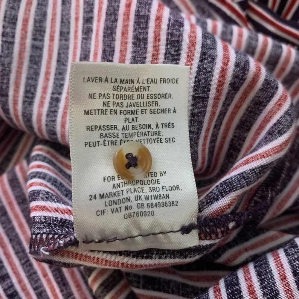 Maeve Anthropologie Adelaide red & navy blue striped button down shirt size S - Image 8