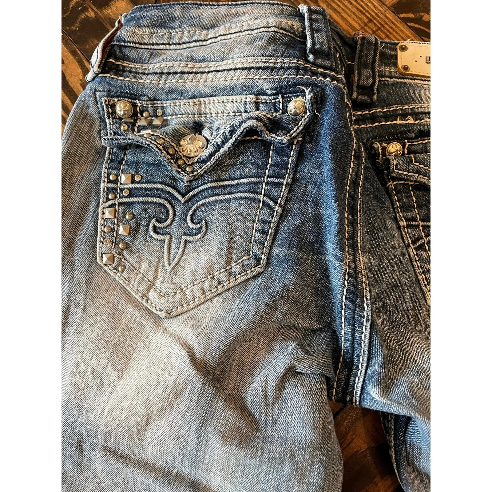 Rock Revival Wendy Capri Jeans Women 28 Embellished Y2K Western Cowgirl Aztec - Image 11