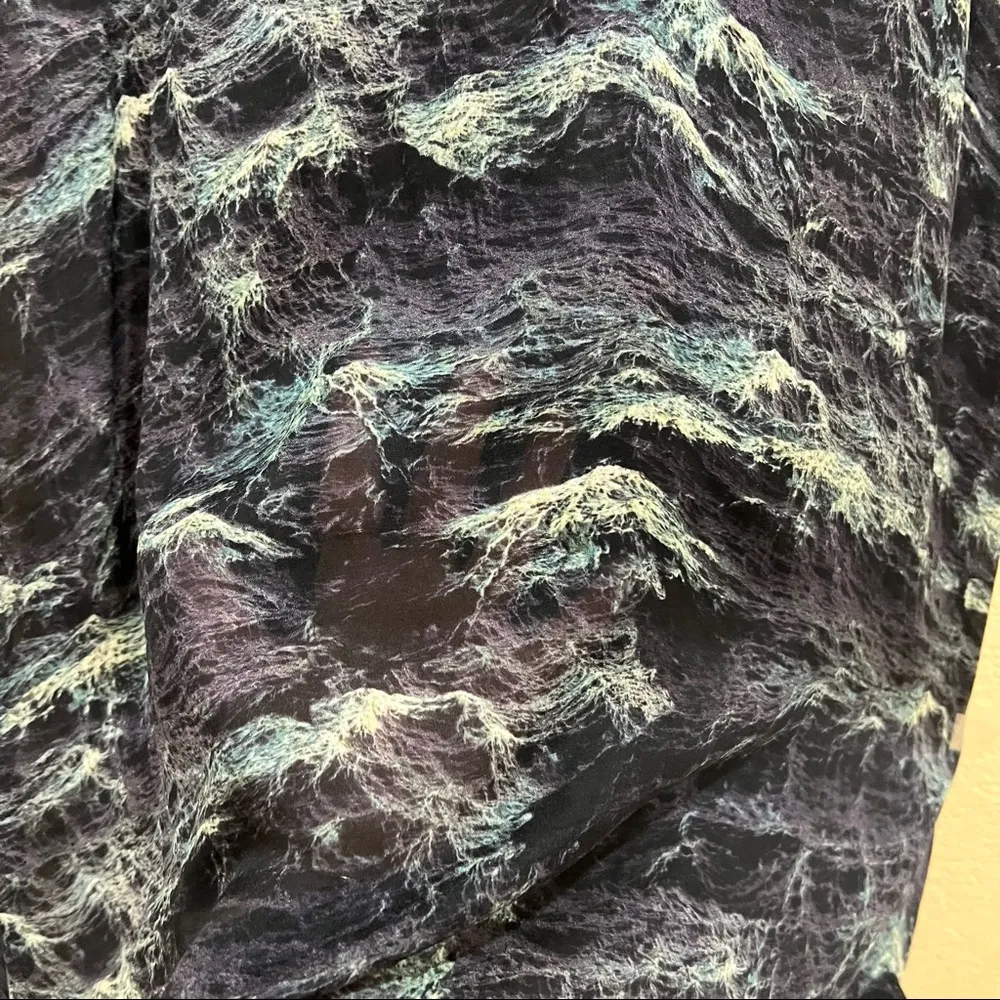 CALVIN RUCKER 100% Silk Tunic Sheer Dress Blue Ocean Wave Womens Sz M Beach EUC Size M - Image 5