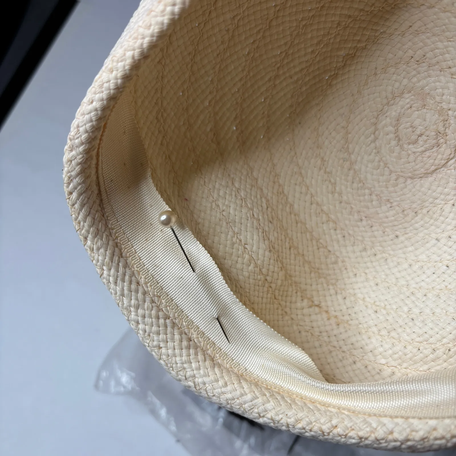 Vintage Carpi Knitting Mills Straw Pillbox Hat Beige MCM VTG 50s Style Cap Retro Tan - Image 6