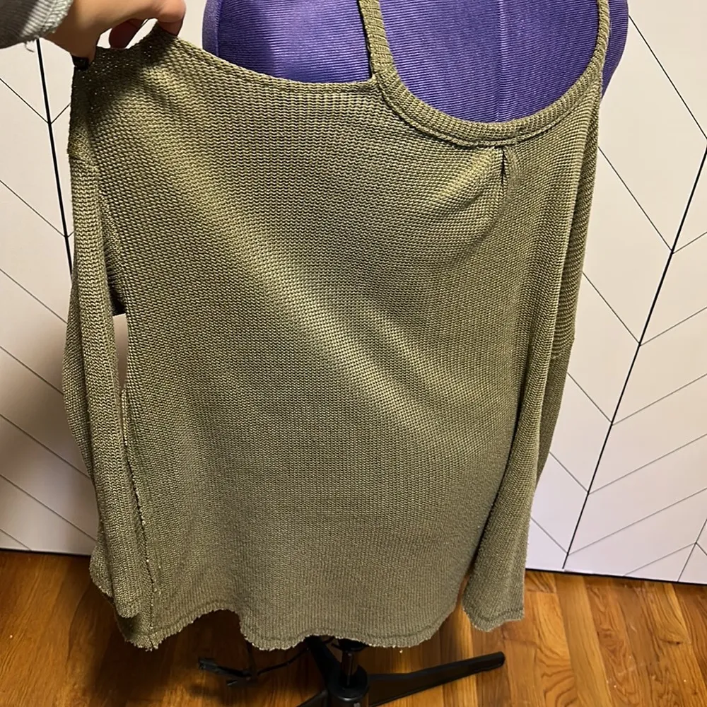 Deletta Anthropologie Women Large Cold Shoulder Oversized Long Sleeve Green - Image 6