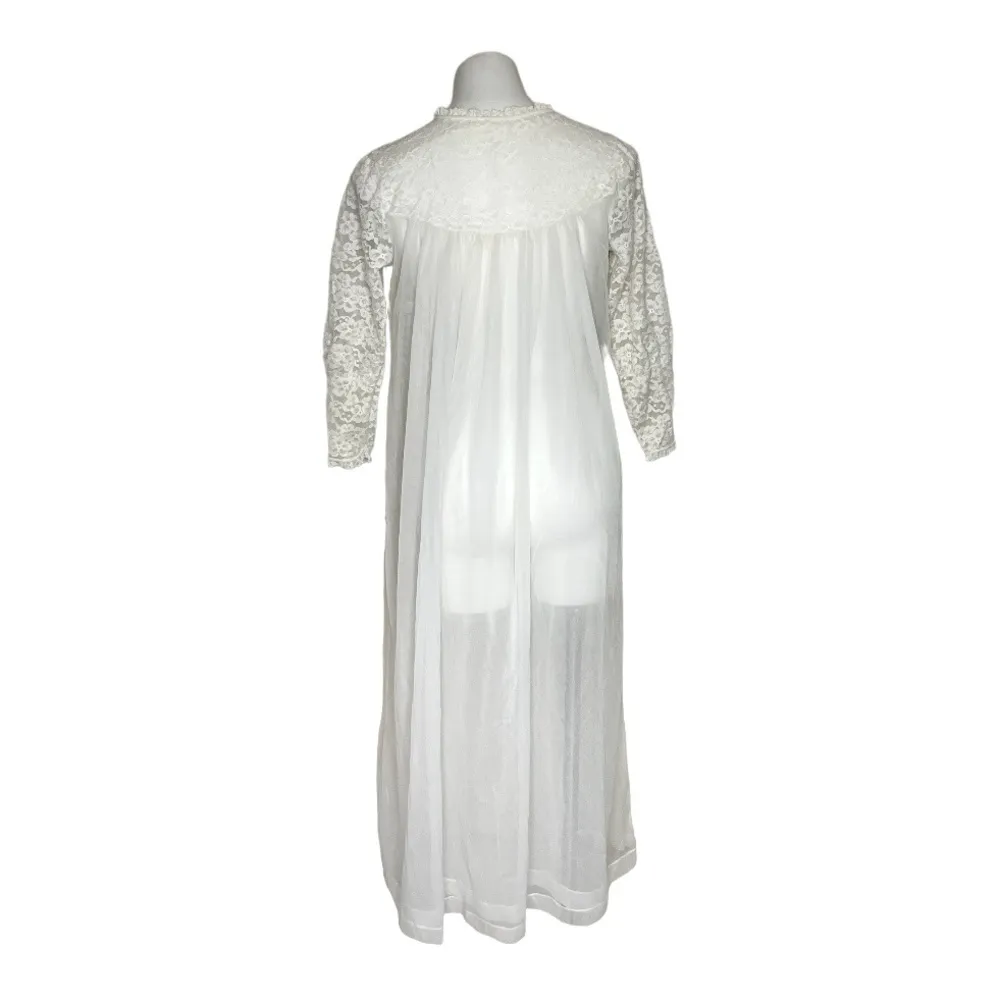 KOMAR Sheer Robe Lace Nylon Ivory Peignoir Size Small VINTAGE 1960’s - Image 2