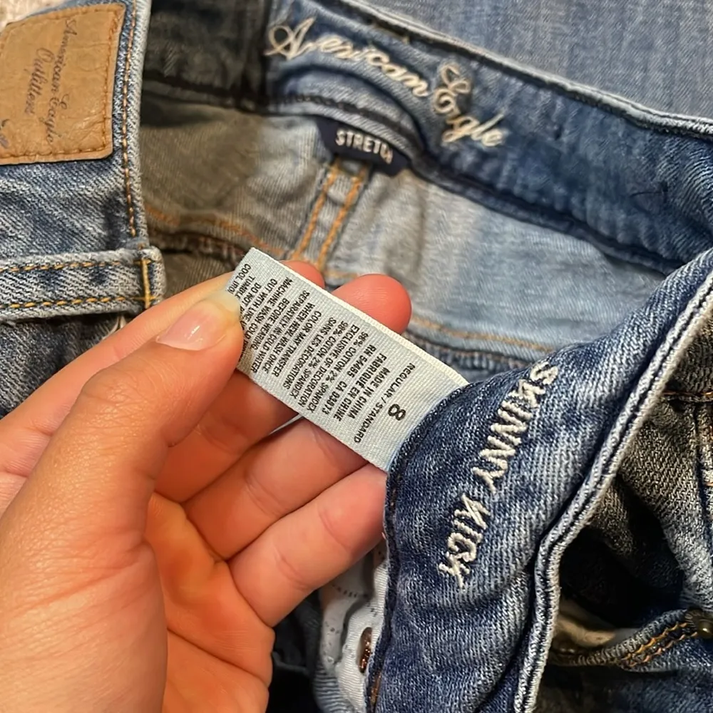 Light Wash Ripped Skinny Kick Bootcut Jean Size 8 - Image 2