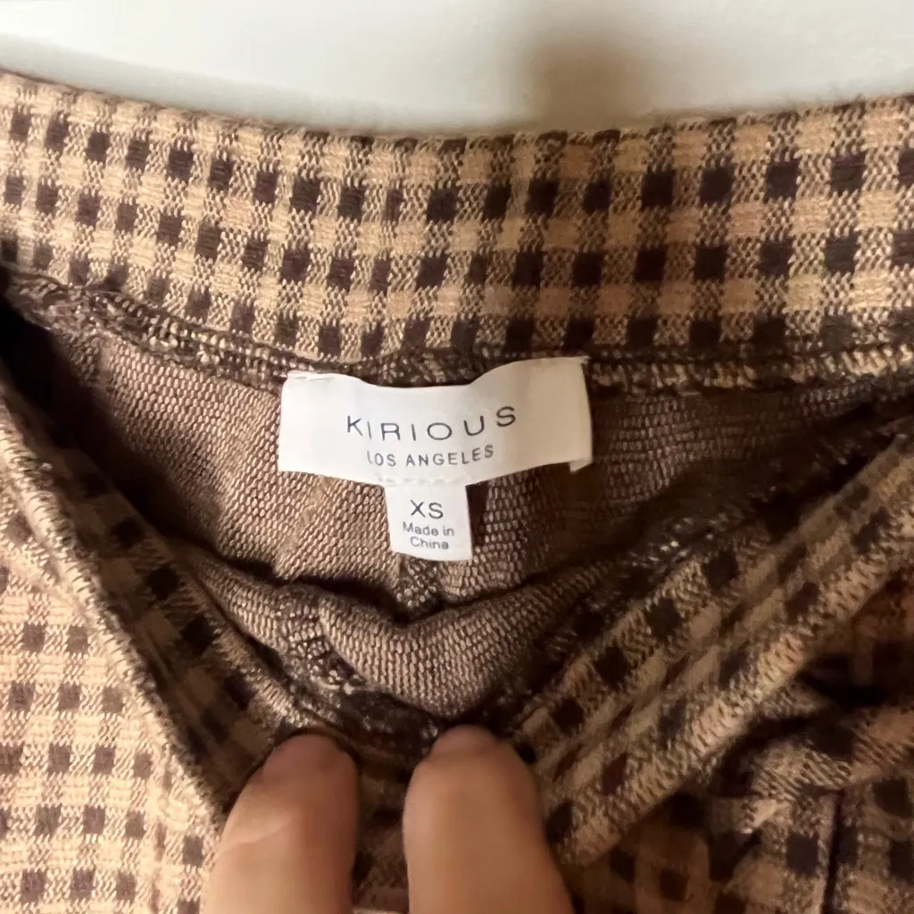 Kirious Brown Tan Mini Skort Gingham Women’s Size XS - Image 5