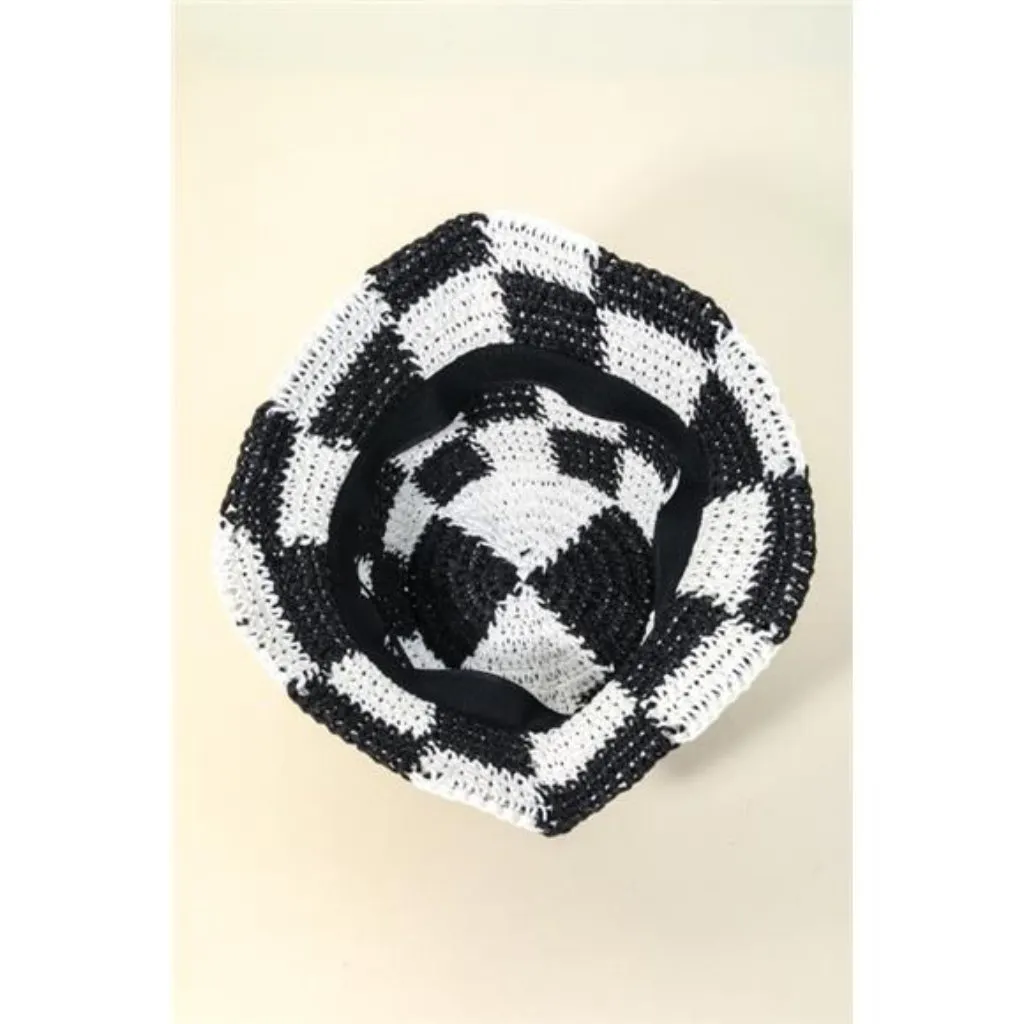 Fame Checkered Pattern‎ Knit Bucket Hat - Image 3