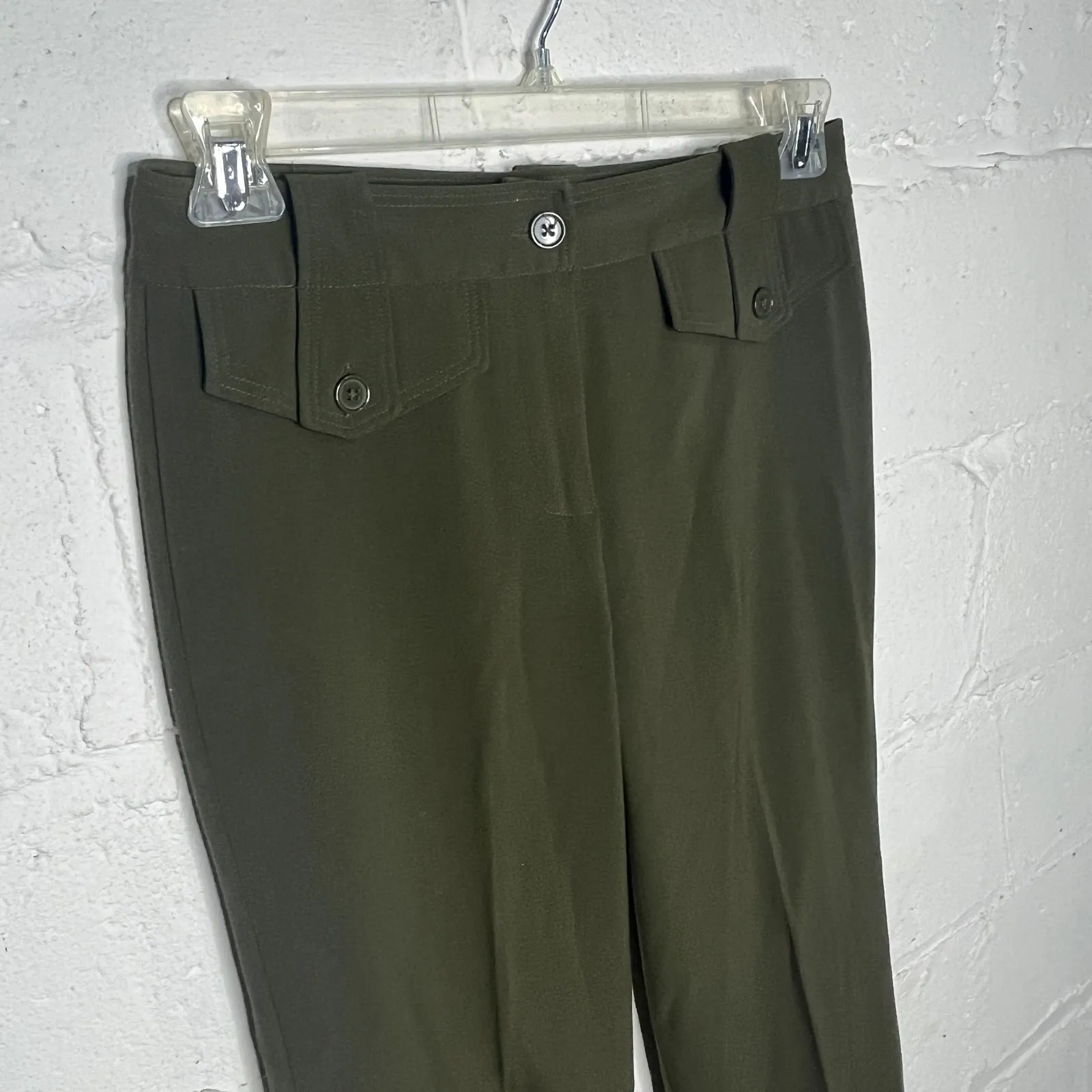 Larry Levine Bootcut Trouser Pants Polished Stretch Career Women Green Size 6 - Image 3