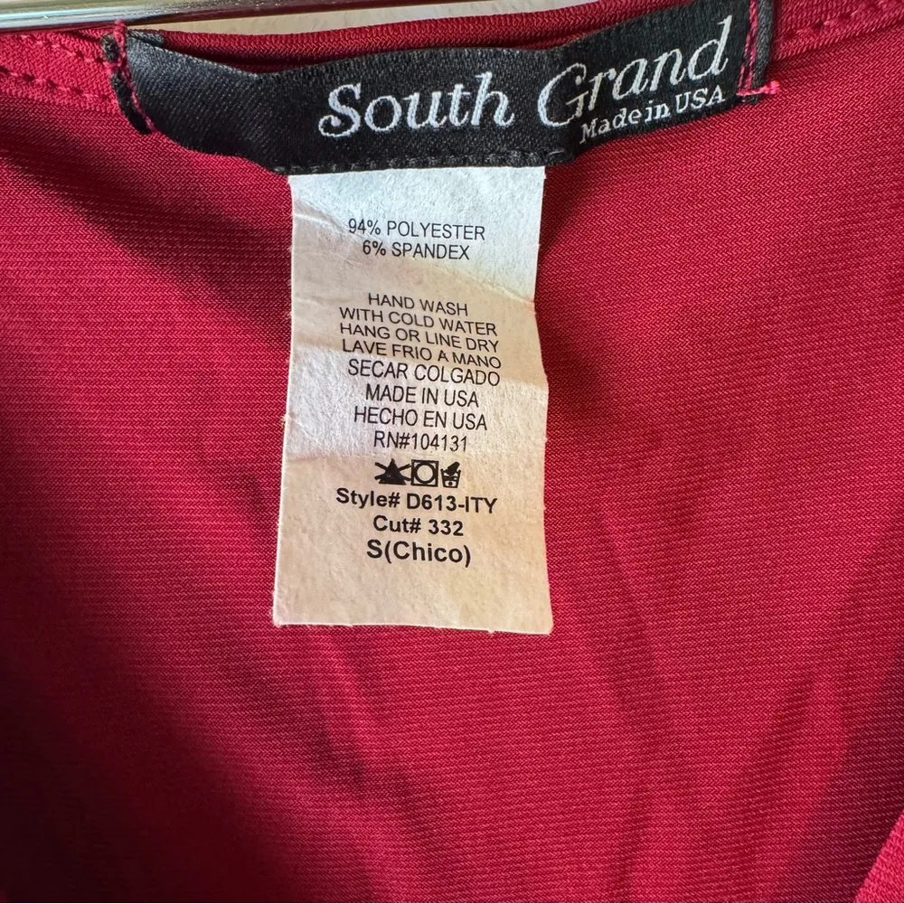 South Grand Burgundy Sleeveless Surplice Front Swing Dress Stretch Ruched Waist - Image 5