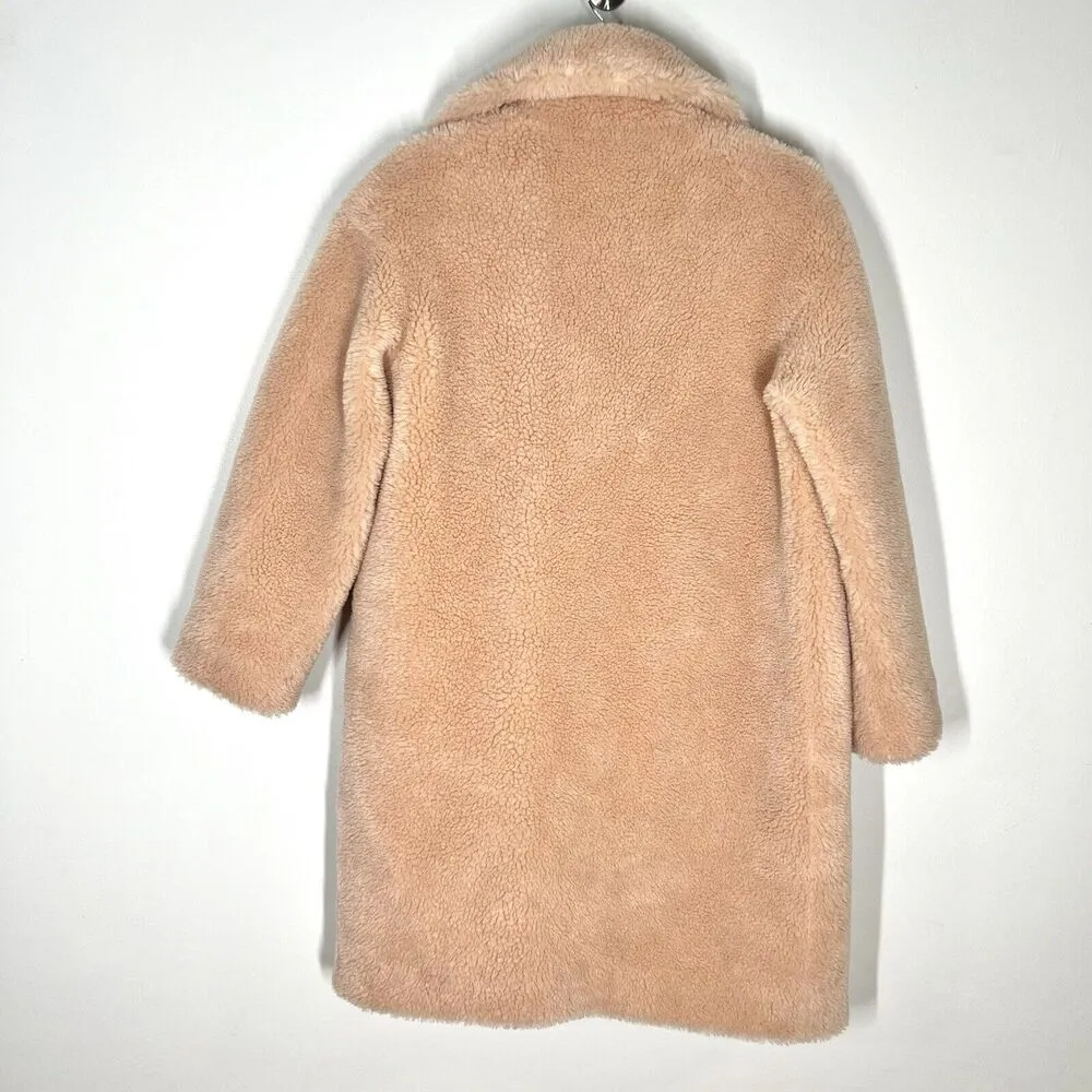 Stand Studio Sz 32 XS Camille Long Faux Fur Teddy Cocoon Coat Jacket Light Pink - Image 5