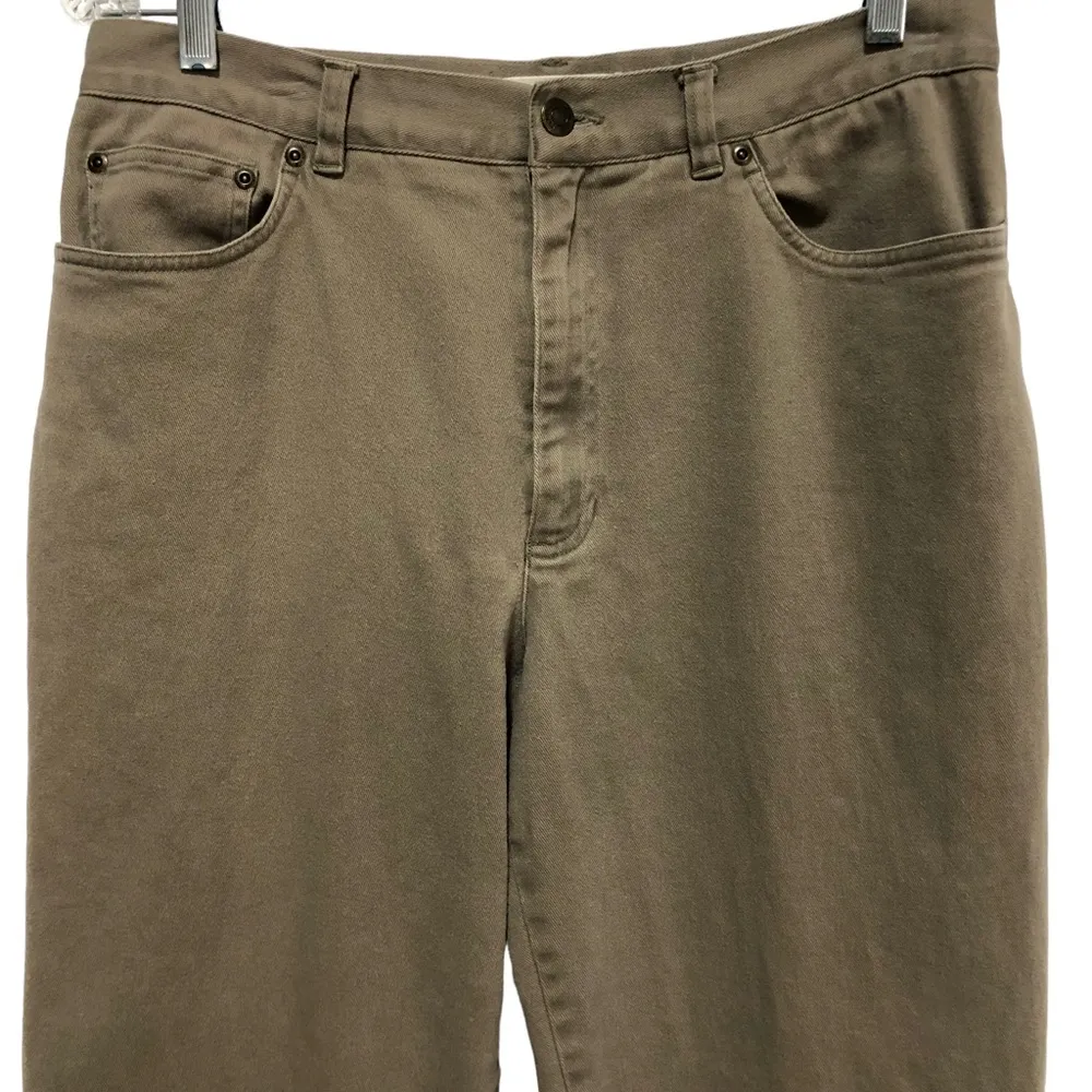 Jones New York  Jeans Khaki Tan Denim Size 12 Mom Jeans Straight Leg High Waisted - Image 4